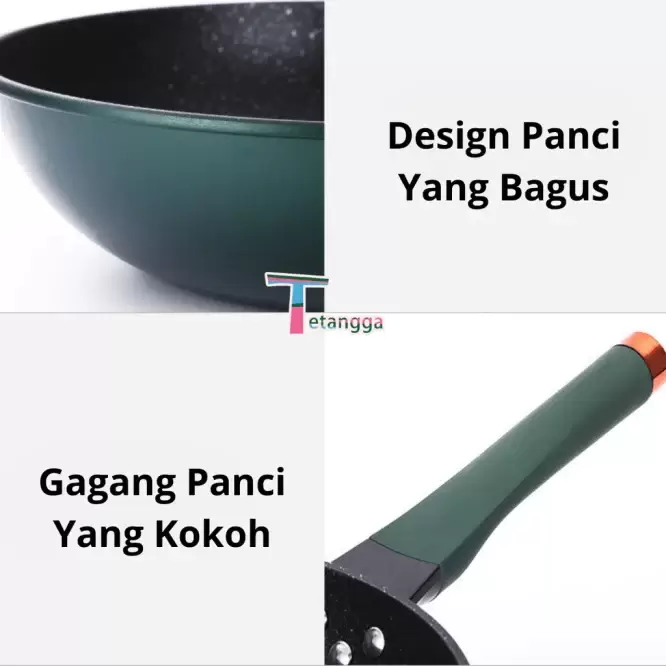 Wajan Teflon anti lengket tutup kaca 32 cm - Gambar 7