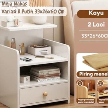 Meja Nakas Variasi B Putih 33 x 26 x 60 Cm