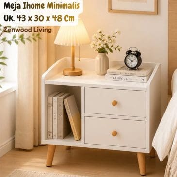 Meja Ihome Minimalis Putih 43 x 30 x 48 Cm