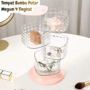 Tempat Bumbu Putar Crystal Acrylik Megum 4 Tingkat