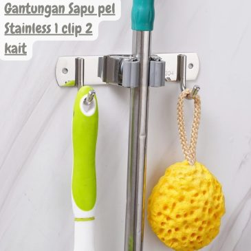 Gantungan Sapu pel Stainless 1 clip 2 kait