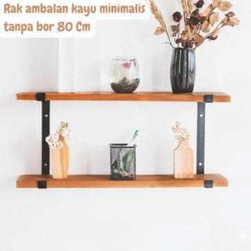Rak ambalan kayu minimalis tanpa bor serbaguna 80 Cm.