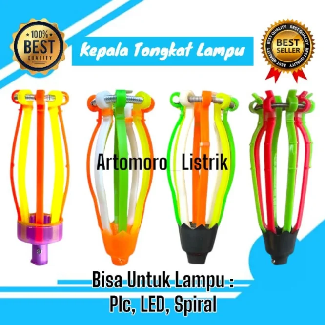 (Kepala Saja) Kepala Tongkat Pengganti Lampu 8 Jari