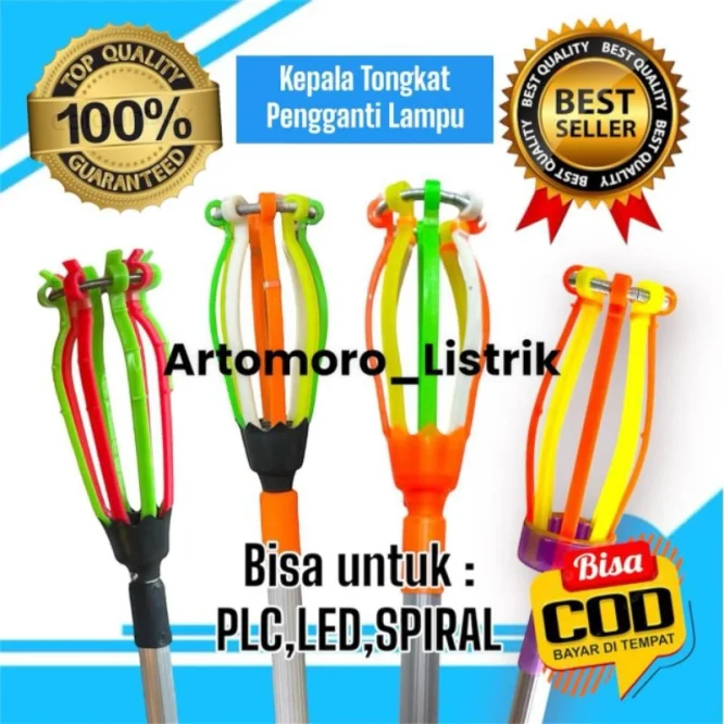 (Kepala Saja) Kepala Tongkat Pengganti Lampu 8 Jari