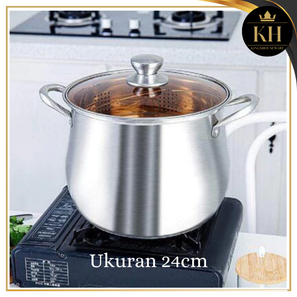 Panci Soup Serbaguna Bahan Stainless Steel Dia. 22cm - Gambar 5