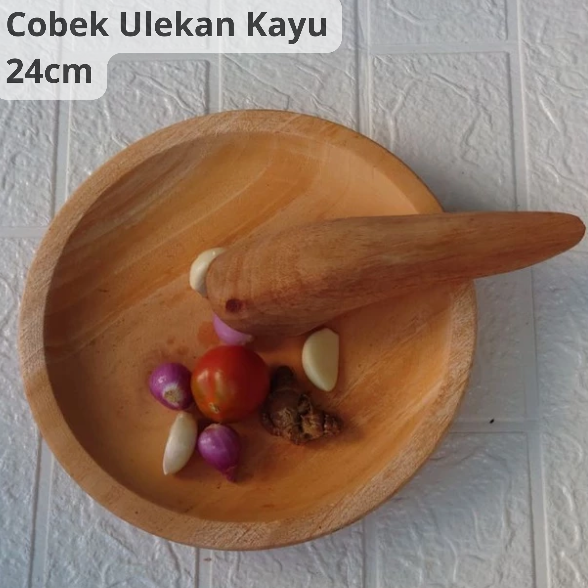 Cobek ulekan kayu 24 cm