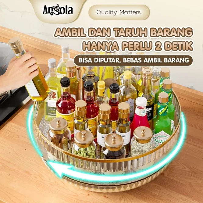 Tempat Bumbu Angela C99 Bulat Serbaguna Putar 360 Derajat Bahan Akrilik - Gambar 2
