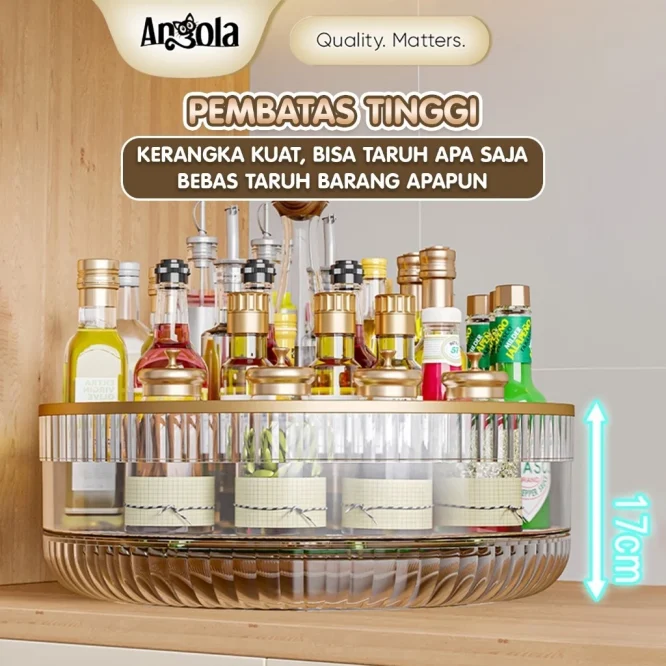 Tempat Bumbu Angela C99 Bulat Serbaguna Putar 360 Derajat Bahan Akrilik - Gambar 3