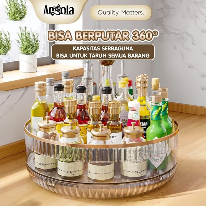 Tempat Bumbu Angela C99 Bulat Serbaguna Putar 360 Derajat Bahan Akrilik - Gambar 7