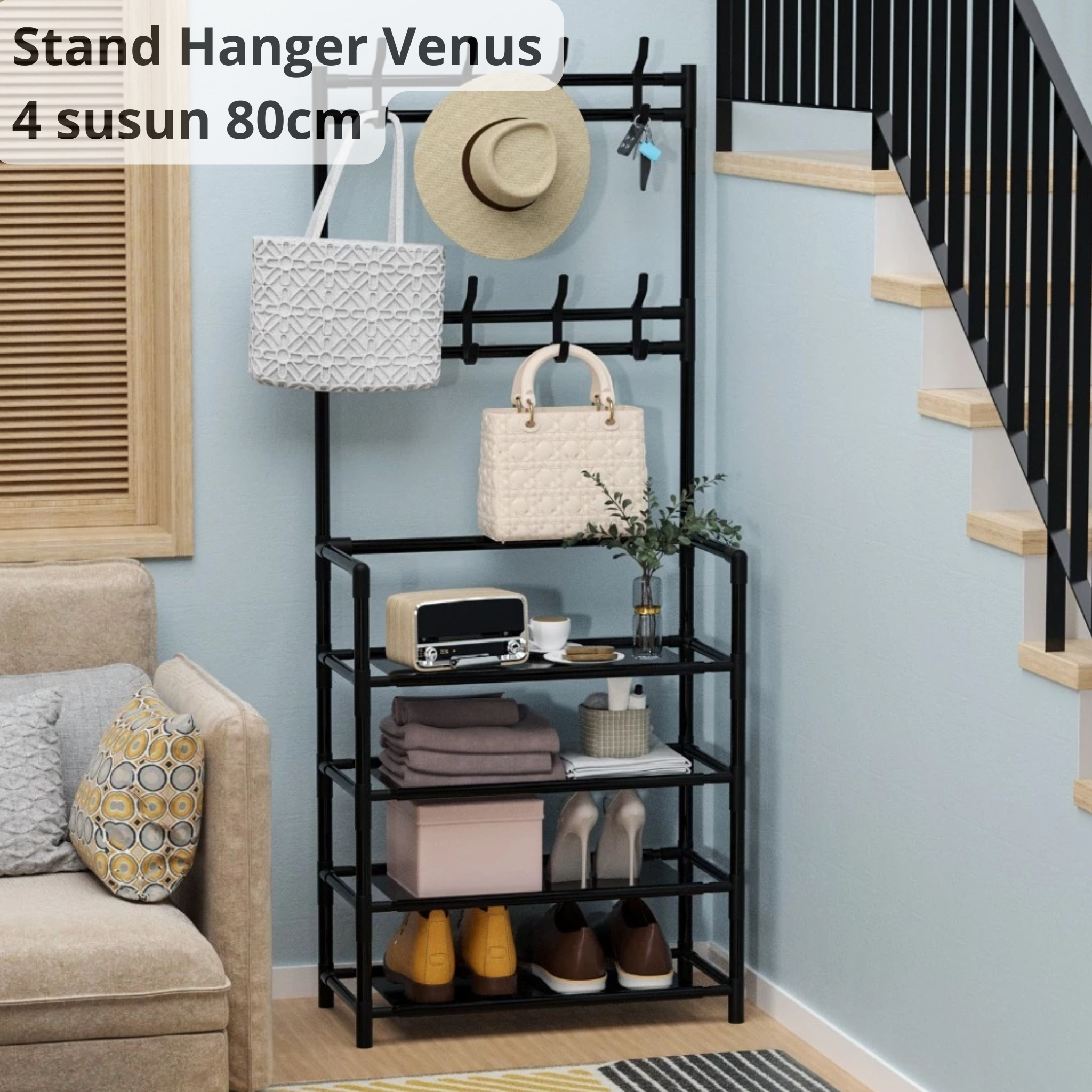 Stand Hanger Rak Pakaian Venus (4 Susun Rak) Serbaguna Ukuran 80cm