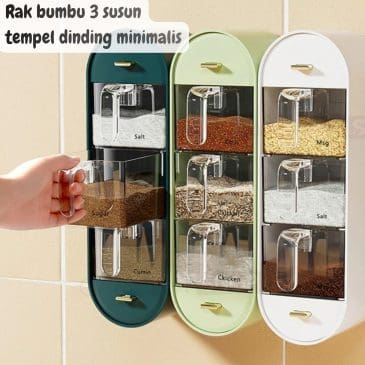 Rak bumbu 3 susun tempel dinding minimalis