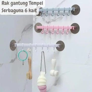 Rak gantung Tempel Kamar Mandi Serbaguna 6 kait