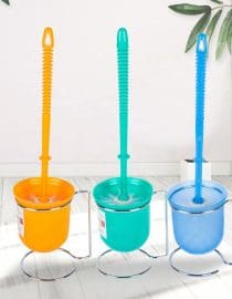 Sikat Toilet Bulat Plastik Dengan Tatakan Besi