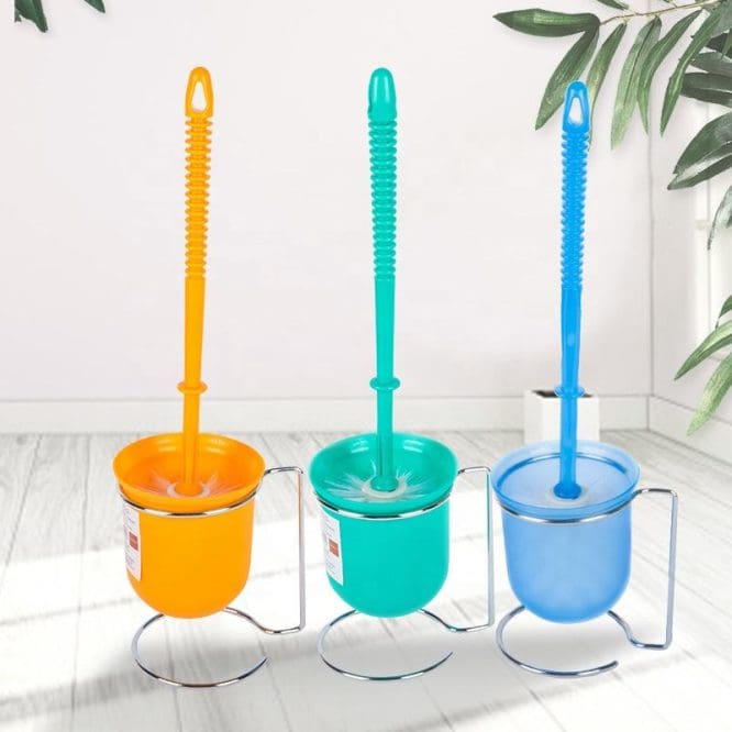Sikat Toilet Bulat Plastik Dengan Tatakan Besi
