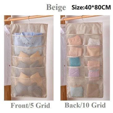 Rak Gantung Kain 2 Sisi Tempat Kaos Kaki Celana Dalam Bra Multifungsi 12 kisi di depan + 24 kisi di belakang - Gambar 3