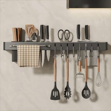 Rak Gantung Pisau dan Alat Masak + Tempat Sendok Stainless Steel 60cm - Gambar 5