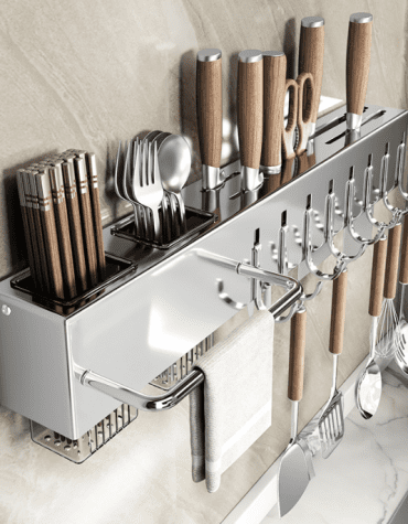 Rak Gantung Dapur Multifungsi Tanpa Bor Stainless Steel Ukuran 40cm