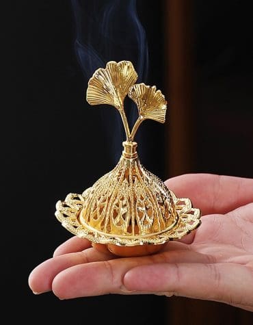 Tempat Bakar Bukhur / Dupa Mini Bahan Logam Emas Variasi H