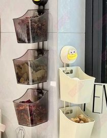 Rak gantung tempel tempat penyimpanan bumbu dapur dan sayur serbaguna 2 susun