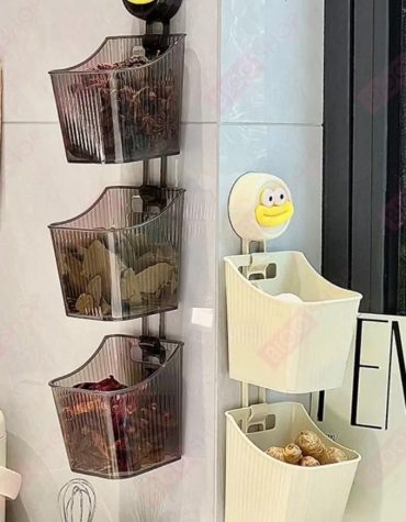 Rak gantung tempel tempat penyimpanan bumbu dapur dan sayur serbaguna 2 susun