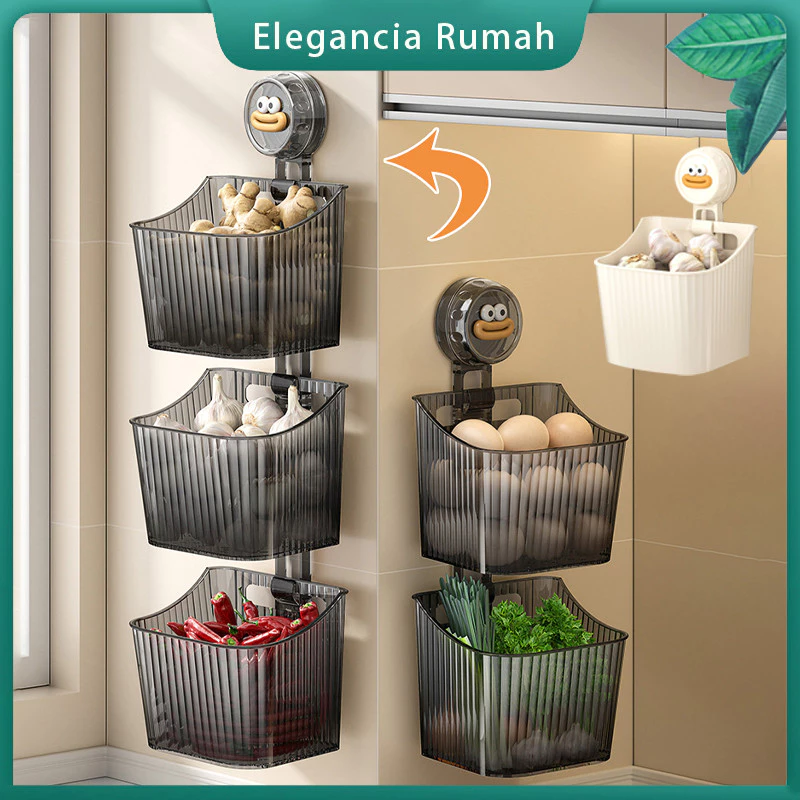 Rak gantung tempel tempat penyimpanan bumbu dapur dan sayur serbaguna 3 susun - Gambar 6