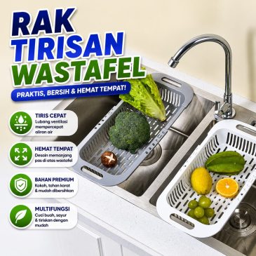 Rak Keranjang Wastafel Tempat Tirisan Air Dapur Serbaguna Lipat