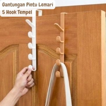 Gantungan Pintu Lemari 5 Hook Tempel Berdiri Serbaguna