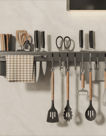 Rak Gantung Pisau dan Alat Masak + Tempat Sendok Stainless Steel 60cm