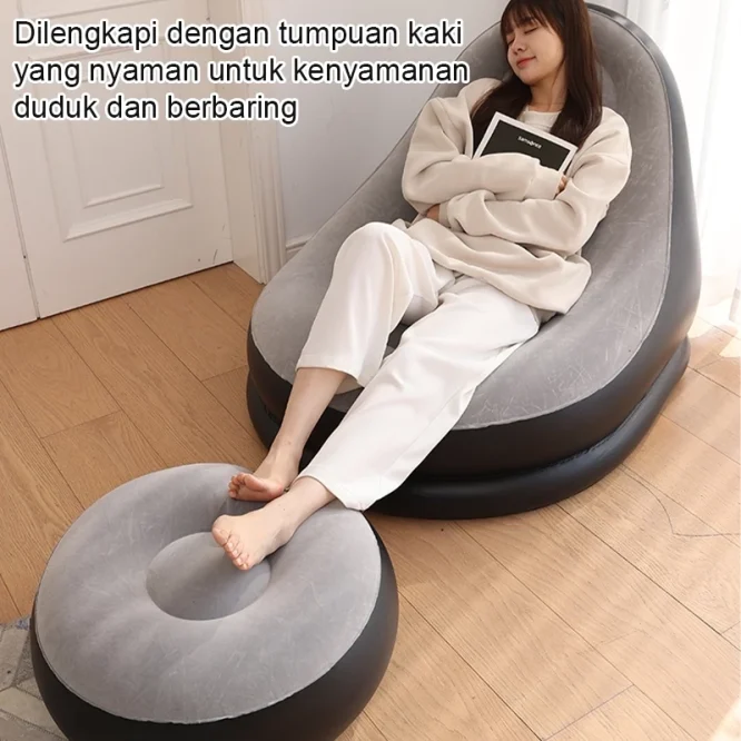 Sofa Angin Portable Jumbo dengan Penopang kaki + Pompa - Gambar 2