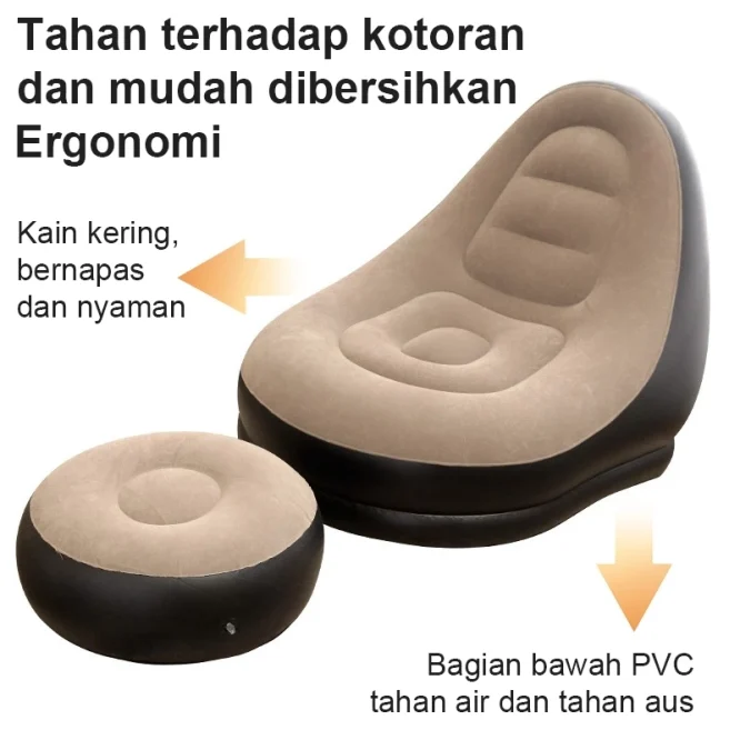 Sofa Angin Portable Jumbo dengan Penopang kaki + Pompa - Gambar 3