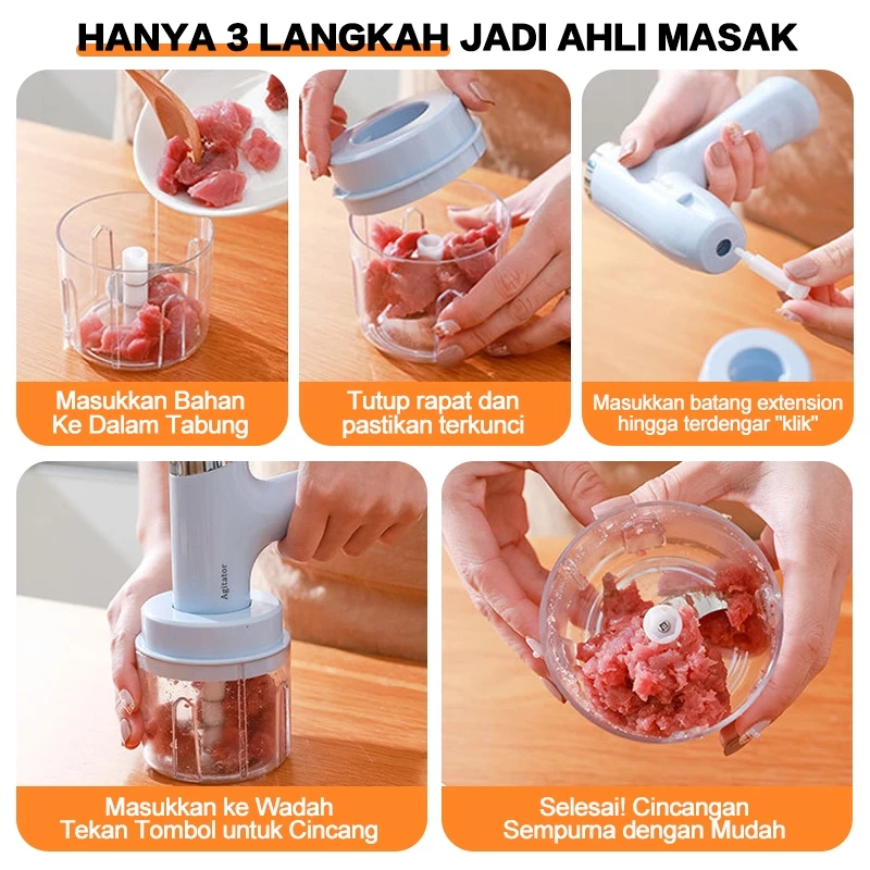 Blender mixer mini 3in1 USB elektrik serbaguna V20 - Gambar 2