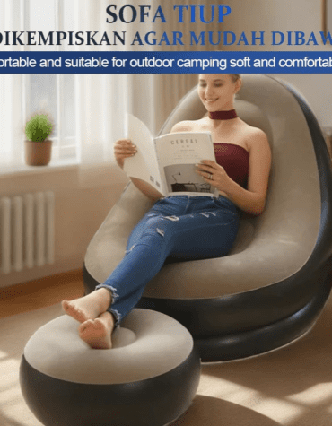 Sofa Angin Portable Jumbo dengan Penopang kaki + Pompa