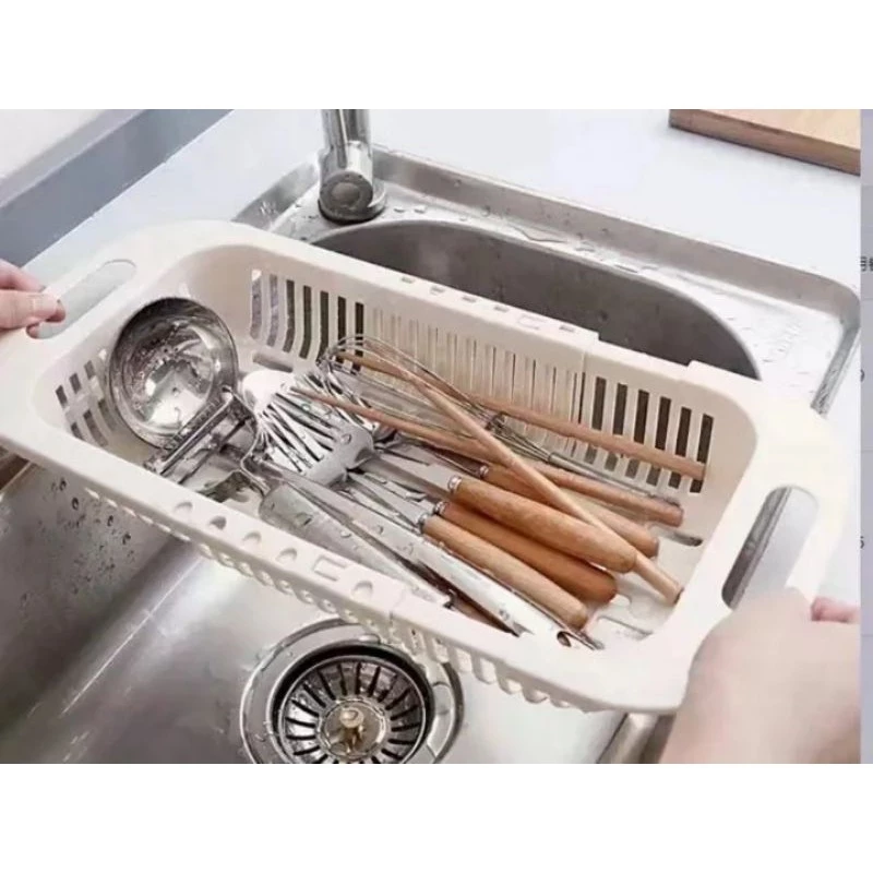 Rak Keranjang Wastafel Tempat Tirisan Air Dapur Serbaguna Lipat - Gambar 4