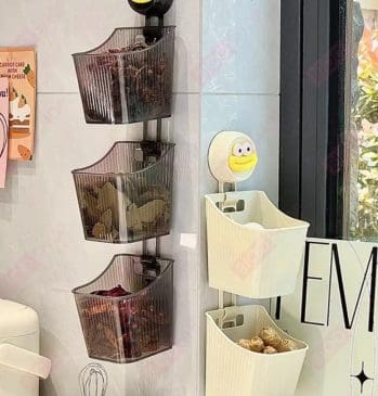 Rak gantung tempel tempat penyimpanan bumbu dapur dan sayur serbaguna 3 susun