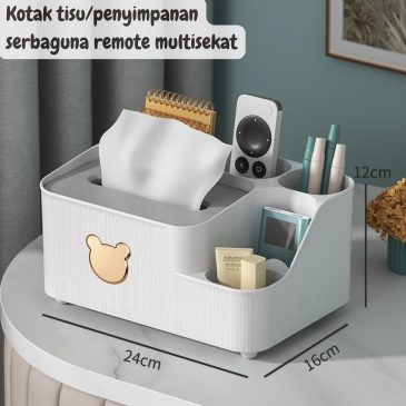Kotak tisu/penyimpanan serbaguna remote multisekat