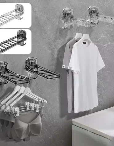 Rak gantungan baju multifungsi portable tanpa bor