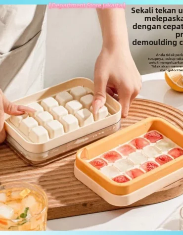 Cetakan baki es batu tekan praktis dengan penutup