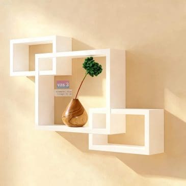 Paket Rak Dinding + Vas Bunga Kayu + Bunga Edelweis Hijau