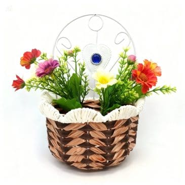 Paket Jam dinding 3d angka kuning + Vas Bunga Rotan - Gambar 4