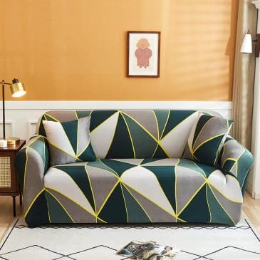 Cover Sarung Penutup Sofa Motif Geometric Green Uk. 3 Seater 190-230cm