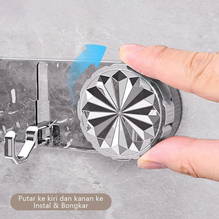 Rak Gantung Pisau Dapur Dengan Perekat Vakum Tanpa Bor - Holder Alat Masak Multifungsi & 5 Kait Gantungan - Gambar 4