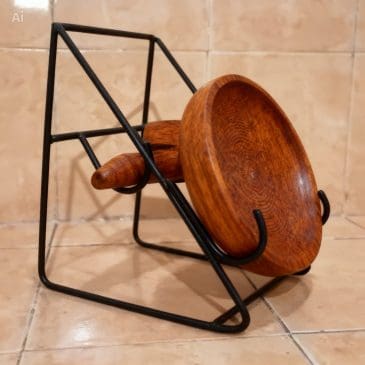 Paket Hemat Cobek ulekan Kayu + Tatakan Besi