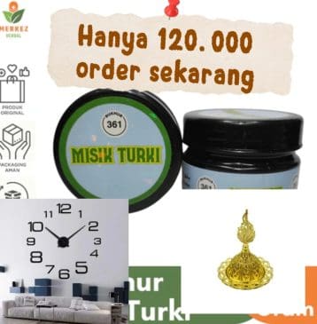 Paket Hemat Jam Dinding 3D Jumbo + Tempat Bukhur + Gratis Bukhur