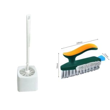 Paket Hemat Sikat Multifungsi 4in1 + Sikat kamar mandi gagang plastik dengan tatakan