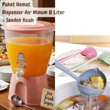 Paket Hemat Dispenser Air Minum Kapasitas 8 Liter Bahan Plastik + Sendok Kuah
