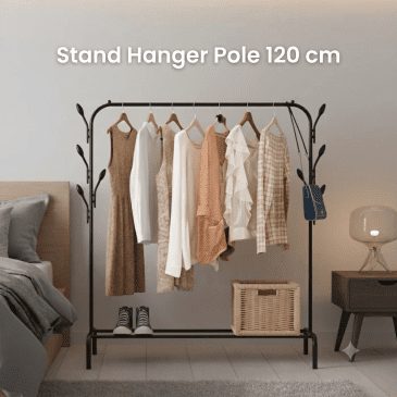 Stand Hanger Rak Pakaian Goal Single Pole Serbaguna Ukuran 120 cm Hitam