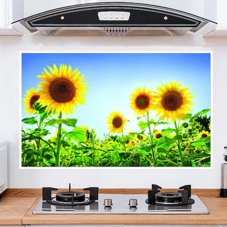 Wallpaper Dapur Anti Minyak dan Tahan Panas Motif Bunga Matahari Uk. 75x45cm