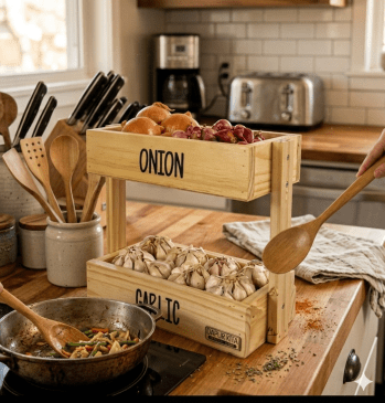 Paket Hemat Rak Tempat Rempah Dapur 2 Tingkat + Spatula 5in1 Bahan Kayu