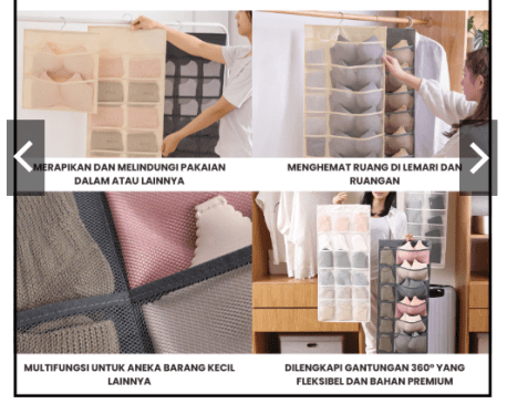 Rak Gantung Dua Sisi / Organizer Pakaian Dalam & Kaos Kaki Praktis, 30 Kotak Premium - Gambar 4