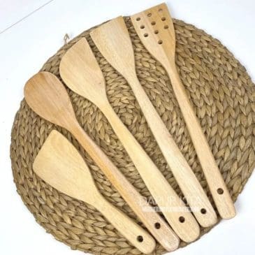 Paket Hemat Rak Tempat Rempah Dapur 2 Tingkat + Spatula 5in1 Bahan Kayu - Gambar 4